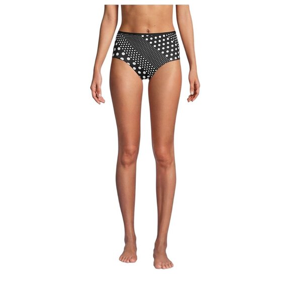 Lands’ End Reversible High-Waisted Bikini Bottom Black Polka Dot Size 14 NWT - Picture 8 of 9